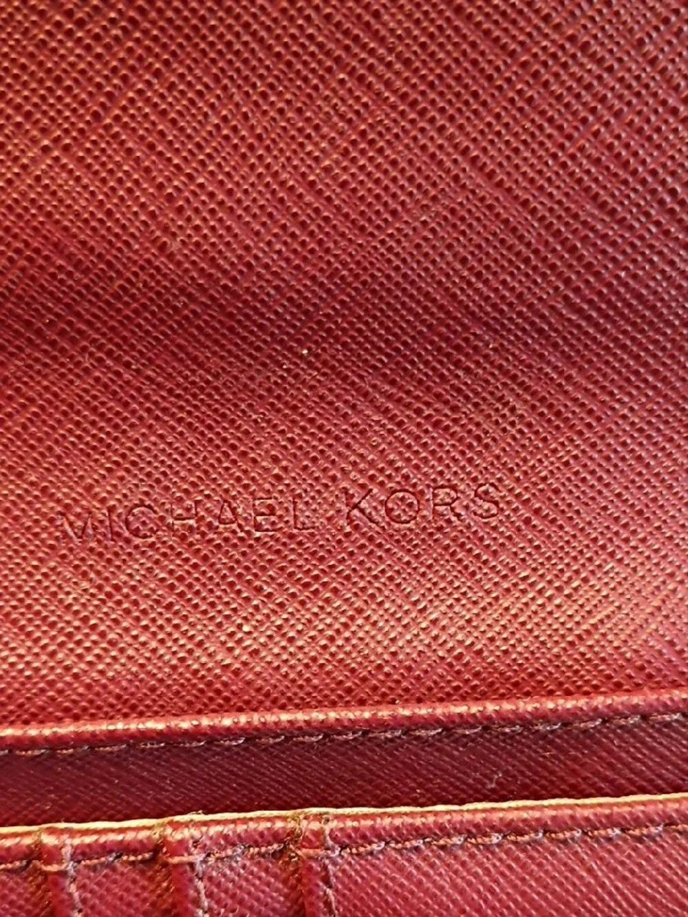 Michael Kors Saffiano Wallet in Plum with Gold Logo
